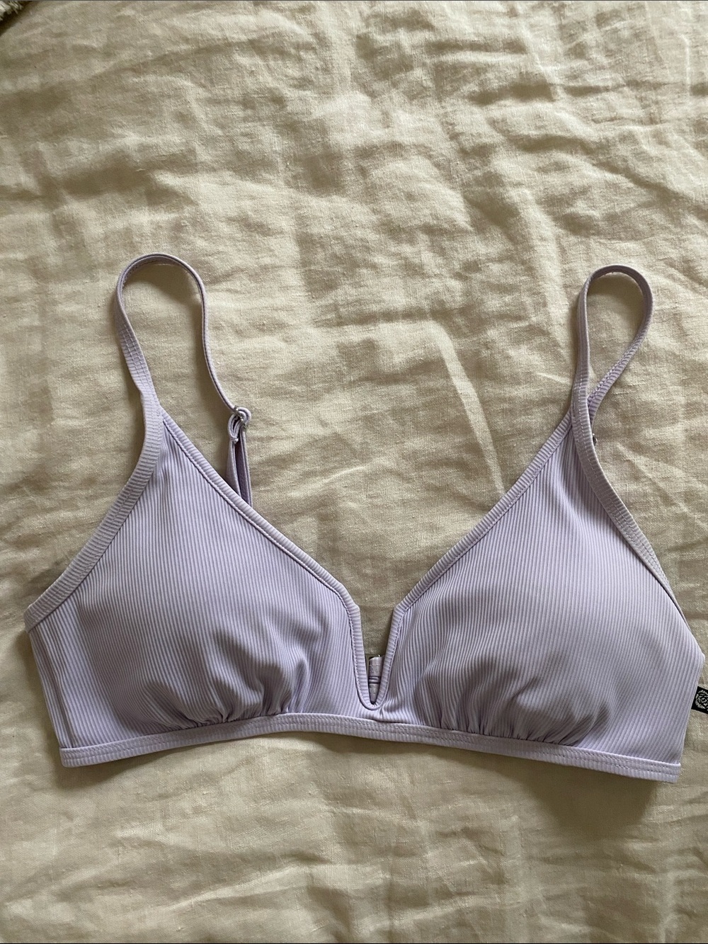 La Vie En Rose Lilac Ribbed Bikini Top S